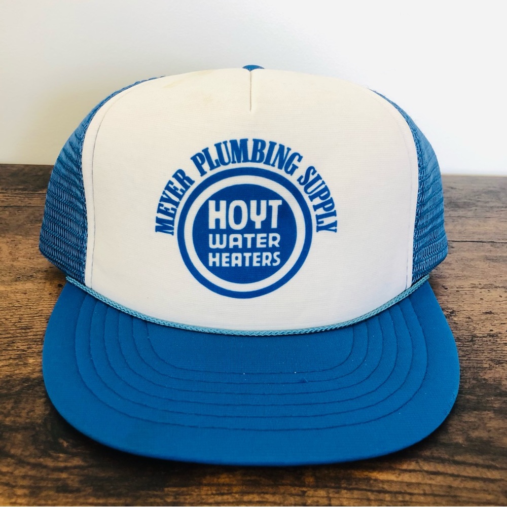 Vintage 80s 90s streetwear Meyer plumbing rope Snap back trucker hat